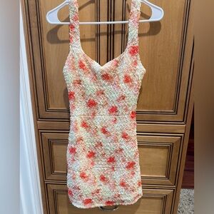 Emory Park Textured Coral and Cream Dress